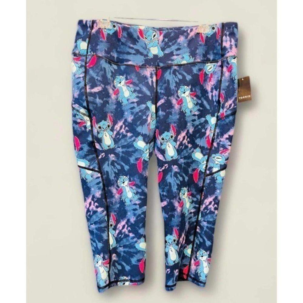 Torrid 1 (1X 14/16) Disney Lilo & Stitch Tie Dye Active Capri Leggings w/Pockets